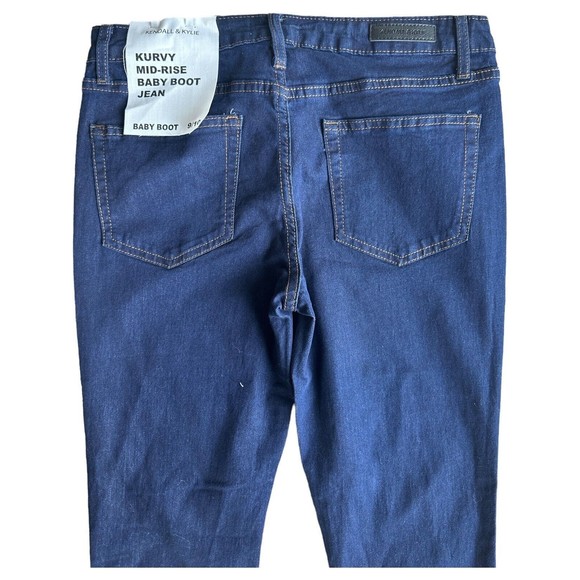 Kendall Kylie Jeans Kurvy Mid Rise Baby Boot Jean Size 9/10 Dark Wash - Picture 4 of 13